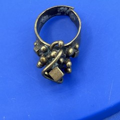 Vintage Brutalist Abstract Ring Brass Tone Modernist Statement Size 6.5