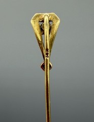 Vintage 14K Yellow Gold Diamond Sapphire Stick Pin Lapel Hat Estate 1.46g