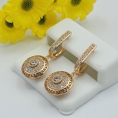 Medusa Huggie Dangle Earrings 2.4 Ct Lab Created Diamond 14K Yellow Gold Over