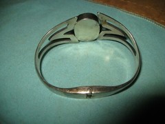 Sterling & Onyx Hinged Clamp Bracelet Taxco TL-57 6 7/8″ 46 grams