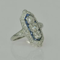 Art Deco Vintage Style Lab Created Diamond 14K White Gold Finish Engagement Ring