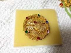 Vintage Dragon, Phoenix, & Filigree Brooch/Pendant Set Gold Tone 3D Asian Style