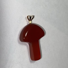 Pendant Mushroom Red Carnelian 14k Gold Vintage Unused