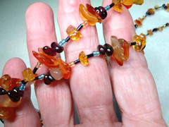 Vintage Gemstone Necklace Featuring Autumn Inspired Palette, 42″