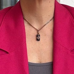 Vintage 14k Gold Onyx Seed Pearl Charm Pendant Fob Victorian Revival Midcentury