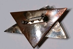 Vtg Mid Century Brutalist Copper Silver Art Dichroic Glass Star Brooch Pin