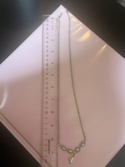 Vintage 1950s Rhinestone Bib Necklace with Marquise Faux Pearls & Pearl Drop