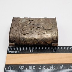 Vintage Dragon & Phoenix Asian Art Box Pendant, No Chain
