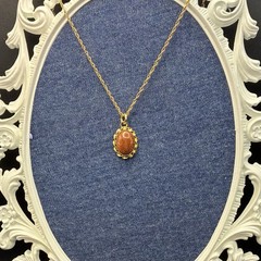 Vintage 12k Yellow Gold Filled Goldstone Pendant Necklace. Goes With Everything