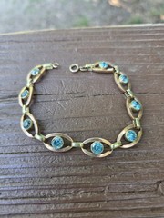 Art Deco Blue Zircon 14k Gold Bracelet