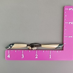 Vintage Celluloid Jabot Brooch Rhinestones Stick Pin 4.25″