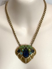 Carol Lee Lux Art Deco Statement Necklace 1950’s 60’s Rhinestones Bold Necklace