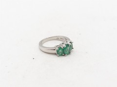 $7000 3 Stone 2.30ct Natural Colombian Emerald Platinum Band Ring 8g