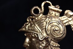 Vintage Jeanne? Roman Soldier Hermes Perseus Bust Gold Tone Statement Brooch Pin