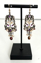 Artisan Victorian-Style Chandelier Earrings 14K GF French Wire Fresh Water Pearl