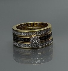 Womens Size 7 Ring Yellow Gold Plated Brown White Diamonds Engagement