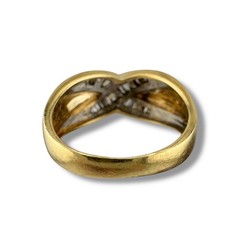 Vintage 14k Yellow Gold 0.60ctw Baguette Diamond Crossover Design Ring 5.4g