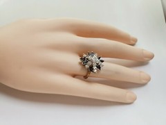 Vintage 14k White Gold Round Diamond Blue Sapphire Cocktail Ring 3.00 CT
