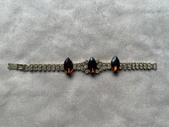 Vintage Amber Marquise Rhinestone Bracelet 7″ Julianna?