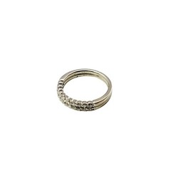 14 Karat White Gold Diamond Double Band Ring Size 6.5 #11821