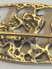 Vintage Sterling Silver Ivy Leaves Berries Brooch Pin Signed 
