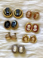 Vintage Cameo Lot Signed Trifari, Gerry’s , Austria, W.Germany, Hawthorn, Amco