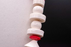 Vintage 60s 70s Mod Plastic Bead Necklace Red White Blue Geometric Lucite