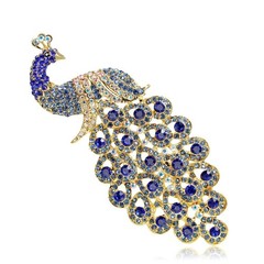 Elegant Blue Peacock Brooch Pin Crystal Rhinestone Bird Jewelry Gift Pendant