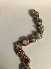 Vintage GOLD TONE SLIDE BRACELET MULTIPLE STONES 7 1/2”