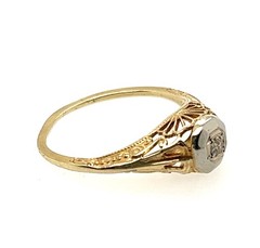 Art Deco Diamond Engagement Ring Mined .05ct Old Mine Original 1920 Antique 14K