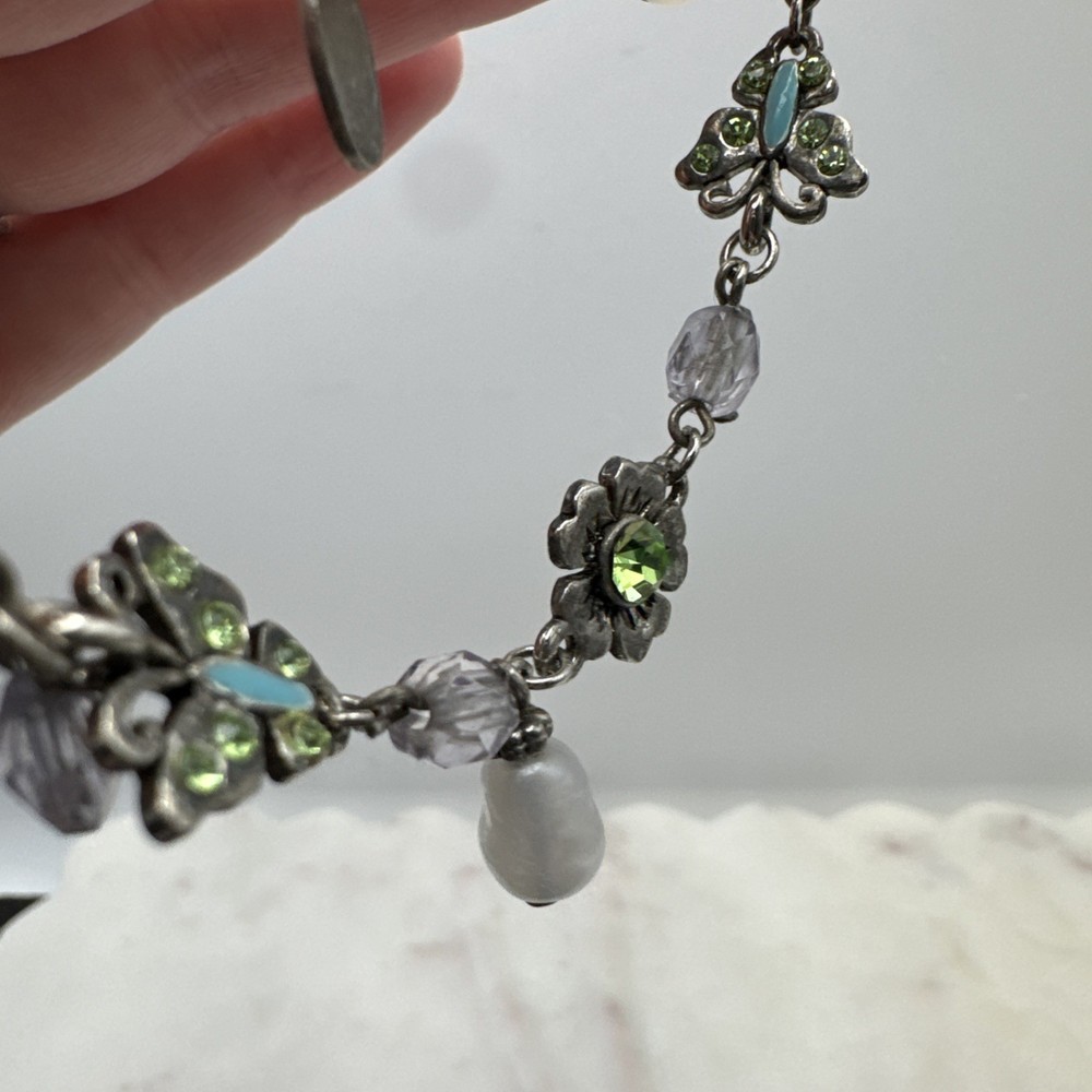 Vintage Charm Bracelet Flowers Butterflies Cookie Lee Feminine