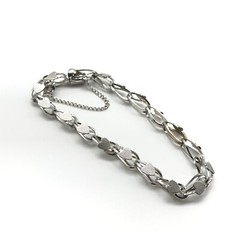 Vintage 925 Sterling Silver Heart Curb Link Safety Chain Charm Bracelet 7.5″