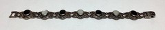 Vintage .925 Sterling Silver, Markasite & Onyx Mother of Pearl Bracelet