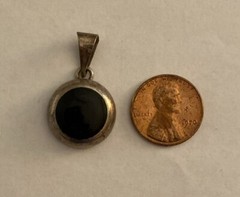 Sterling Silver 925 Setting and Black Gemstone Pendant