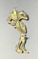 Vintage AJC Fashion Lady in Suit and Hat Brooch Gold Tone Pin 2 7/8 inch