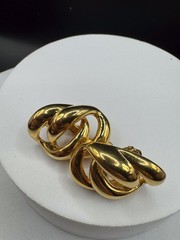 VINTAGE SIGNED NAPIER GOLD TONE TWIST KNOT SCREW BACK CLIP EARRINGS