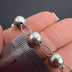 Vintage Sterling Silver 925 Long Bead Chain Necklace 145cm 83g Italy Estate