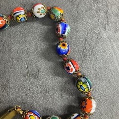 Vntg Venetian Murano Moretti Millefiori Glass Bead Bracelet 8.5 In