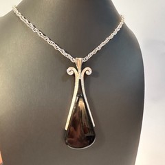 Silver Tone Necklace Vintage Classic Elegance Avon Ebony Teardrop from 1974 Goth