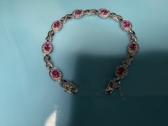 7.5” Ross Simons Sterling Silver Pink Topaz Infinity Link Tennis Bracelet 11.6g