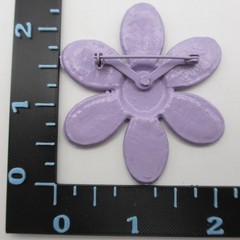 Vintage Flower Brooch Painted Metal Purple Yellow Daisy