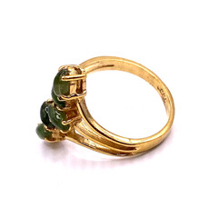 VTG 1970s Jadeite Cluster Ring Gold Tone Marquise Leaf Design Size 7.5 Estate