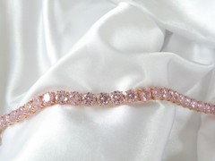 Vintage Sterling Silver 925 RoseGold on Large Pink Gemstone Tennis Bracelet 7.5″
