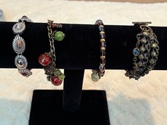 Stunning Lot of 4 Unique Vintage Boho Style Bracelets – Chains, Charms