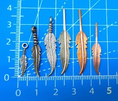 Lot of 150 Vintage Copper, Silver Alloy Feather Charm Jewelry Finding, 25 each
