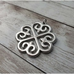 Vintage Pendant – Large Silver Tone Celtic Style – No Chain Included