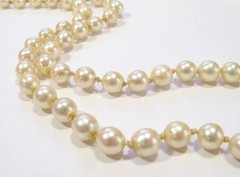 Vintage AKOYA Cultured PEARL Hand-knotted NECKLACE 6mm Sterling Silver 17.75″