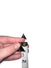 Vintage Unbranded Enamel & Goldtone Metal Pierced Earrings Black 1” Triangle