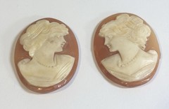 Antique Shell Cameos 2 Pieces 23mm X 30mm