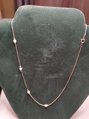 Vintage 1/20 14K Gold Filled Floating Pearl Station Necklace 2g Tin Cup Chain